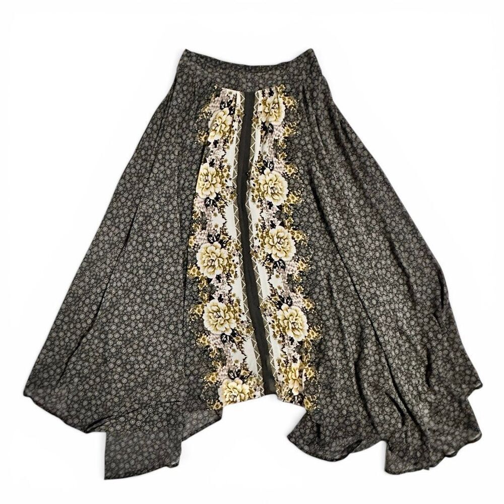 Free People Floral Panel Maxi Skirt in Black and Yellow - Picture 3 of 12